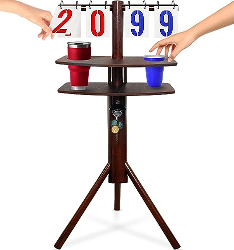SWOOC Giochi - Cornhole Score Keeper e altri giochi da cortile - Resistente alle intemperie - Tabellone segnapunti per cornhole con portabevande e apribottiglie e chiusura magnetica per tappo -