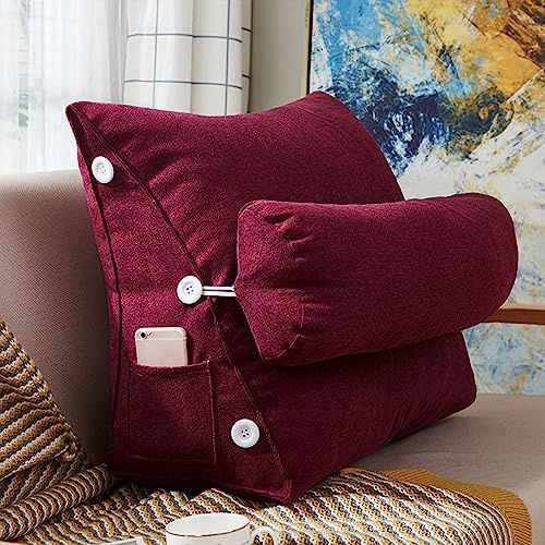 XIEMINLE Lendenkissen Schlafsofa Dreieckige Rückenstütze | 45*50*22 cm,mit verstellbarem Hals, Bett-Kopfteil-Keil, Lesekissen, Rückenkissen für Bett, Sofa, Lesen