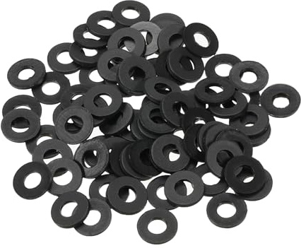 PATIKIL M4 Arandela Plana de Nylon 4x9x1mm (ID*OD*Gorsor) Negro 150Pcs | Arandela Plana de Plástico Redondo Juntas Toricas Sellado Espaciador para Tubería Manguera Sujetador Perno