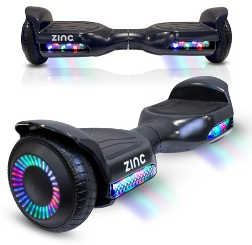 Zinc Allstar Hoverboard for Kids Ages 14+ – LED Light-Up Wheels & Headlights, 6.3 Puncture-Proof Tyres, 240W Motor, Up to 6.2mph, 3-Mile Range, Max Weight 60kg – Durable & Easy to Ride