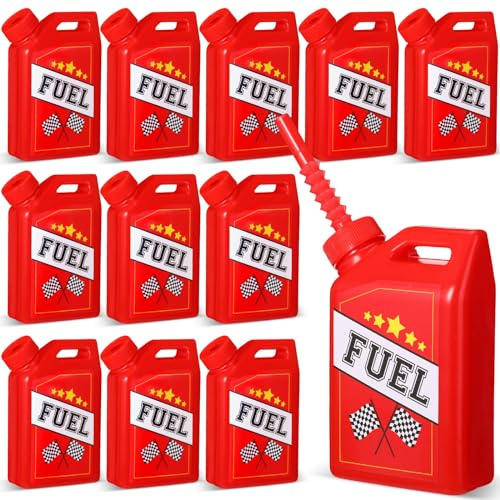 Mifoci 12 Pack Race Car Fuel Can Cups Set 11 oz Fuel Can Drinking Cups with Straw Racing Theme Birthday Party Favor for Kids Racing Car Theme Birthday Party Baby Shower Supplies