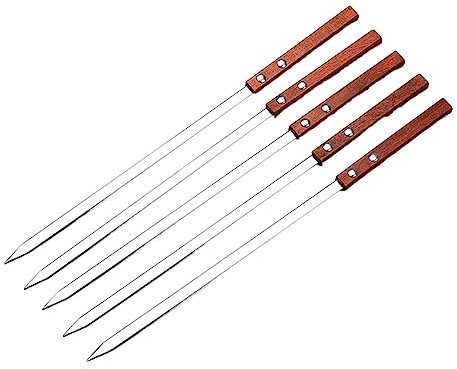 SePkus Kabob-Spieße mit rutschfestem Holzgriff, Flache, breite Grillspieße, Edelstahl-Grillspieße, für Fleisch, Garnelen, Huhn, Gemüse (50 Stück)