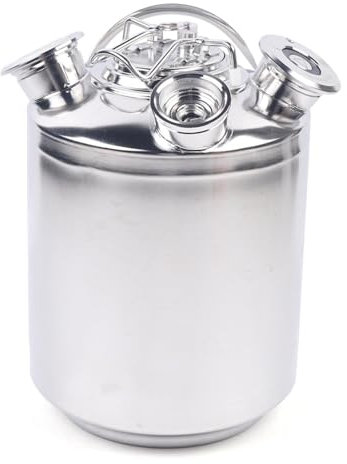 10 Liter Bierreinigungsfass Rostfreier, 3-Kopf Reinigungsbehälter Stahl Bierreinigungsdose Beer cleaning Keg Bierreinigungsdose mit Deckel für Hotelbar Heimbrauen