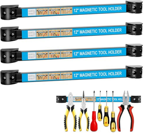 12 Magnetische Werkzeughalter, Werkzeug Magnetstreifen, 4 Stück Werkzeug Magnetleiste Set 30cm, Magnetstreifen Heavy Duty Tool Magnet Bar, Storage Organizer für Garage Werkbank Schraubenziehe