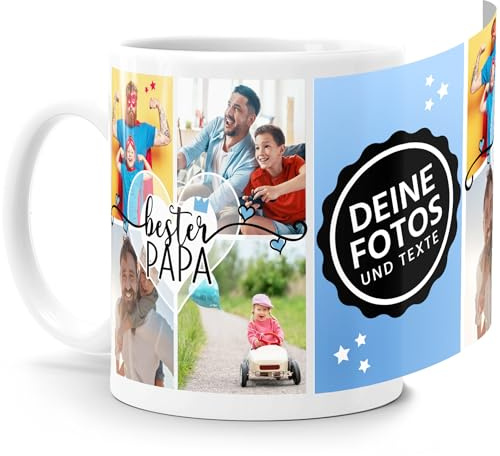 SpecialMe® Tasse mit Foto-Collage personalisiert mit bis zu 9 Bildern Fotogeschenk Papa selbst gestalten Weiss standard