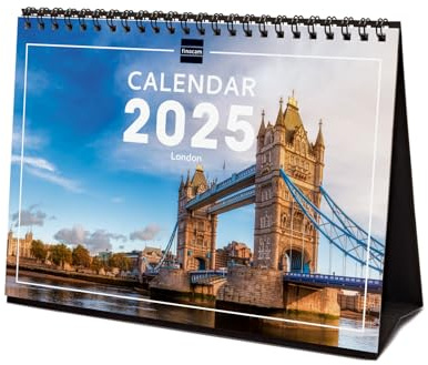 Finocam - Bebilderter Tischkalender International 2025 Monatsansicht Januar 2025 bis Dezember 2025 (12 Monate) London International