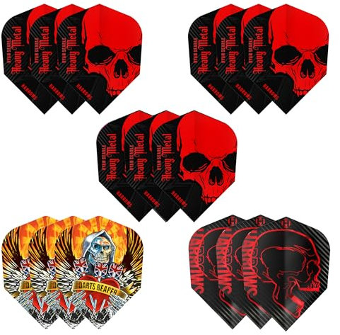 Harrows Heavy Metal Dart Flights | 5 x Sets Dart-Flights (insgesamt 15 Flights), 100-Mikron-Dart-Flights, extra stark, hergestellt in Großbritannien, professionelles Dart-Zubehör