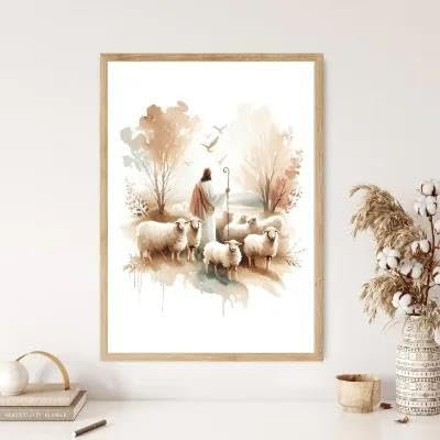 Yocheng Paraboles de Jésus Affiche Croyants Chrétiens Aquarelle Peinture Impression Sur Toile Porche Maison Mur Art Décoration Peinture Suspendue 30x40cm sans cadre