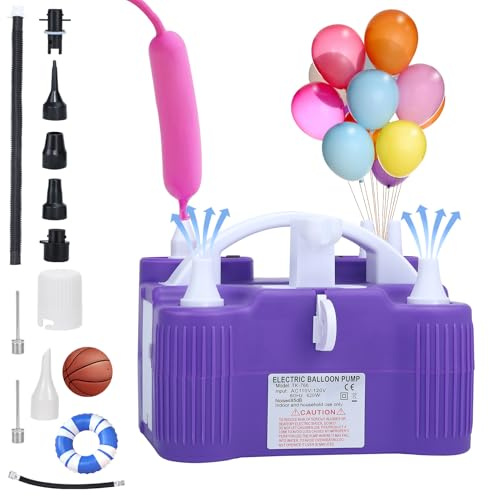 Bomba eléctrica para globos, bomba de aire eléctrica portátil 4 en 1 para inflables, globos y pelotas deportivas, inflador de globos para 260 q, papel de aluminio, globos de látex y flotadores de