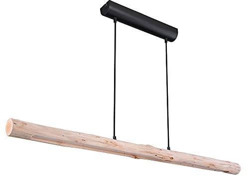 LED Hängeleuchte Holz Pendellampe Holzbalken Pendelleuchte dimmbar, 3-Stufen, schwarz, 20W 1358lm 3000K, L x B x H 120 x 7 x 150 cm