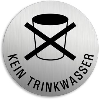 Schild Kein Trinkwasser Ø 75 mm Hinweisschild Aluminium gebürstet selbstklebend 57346-K