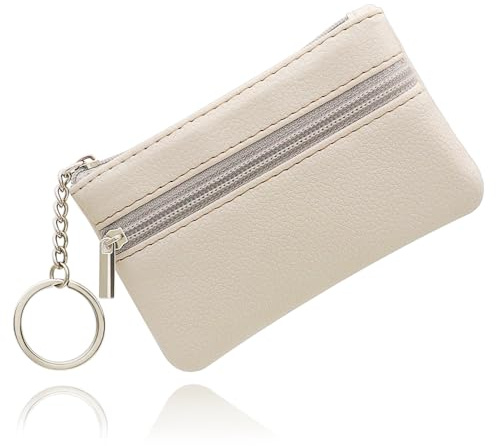 Small Coin Purse, Small Wallet for Woman, Change Wallet, Zipper Coin with 2 Compartments & Keychain,