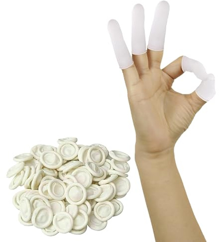 100 PCS Latex Finger Cots – Disposable Finger Protectors, Rubber Fingertip Gloves for Finger Injuries, ESD-Safe, Electronics Repair, First Aid, Tattoo, Crafting, Jewelry Cleaning & Industrial Use