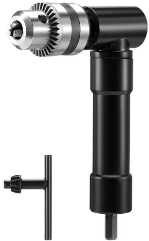 Faankiton 90°Right Angle Drill Attachment 1-10mm Chuck, Right Angle Bend Extension Keyless Chuck Converter Adapter, 90 Degree Drill Adapter for Tight Corner Workspace