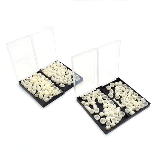 MIBICIRI 4Boxes Mixed Sizes Dental Temporary Tooth Cap Crown | Veneers Front Back and Posterior with Tooth Repair Thermal Beads Cap Filler