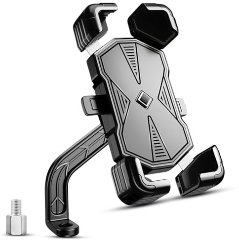SUNXBUK Porta Cellulare Moto,Portacellulare Moto,Supporto Cellulare Scooter,Rotazione 360°,Compatibile con iPhone e Android, Fissaggio Sicuro Senza Vibrazioni, Accessorio Essenziale per Motociclisti
