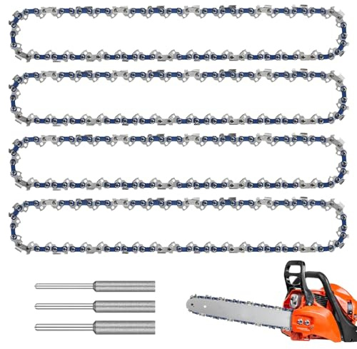 4 cadenas de sierra de 3/8 pulgadas LP para riel de 33 cm, cadena de sierra de 10 pulgadas, cadena de motosierra de 1,1 mm, cadena de sierra con 3 cabezales de molienda, compatible con motosierra de