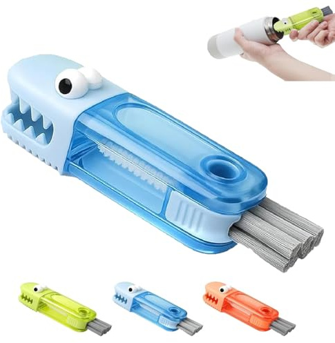 3 In 1 Cup Lid Gap Cleaning Brush Set,Multifunctional Bottle,360° For Deep Cups,with U-Shaped Silicone Brushes, For Tight Spaces(Blue)