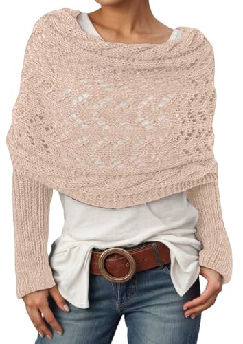 Generisch Schal mit Ärmeln für Damen, Weiche Schals und Wraps mit Ärmeln, Gestrickte Kabel Wrap Hollow Verlängernde Doppel Strickschal