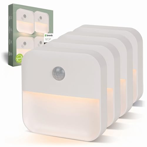 Brendz LED Treppenlicht mit Bewegungsmelder, USB-C Wiederaufladbar, Magnetisch, Warmweiß 3000K, Kabellose Schrankbeleuchtung, Nachtlicht, Treppenbeleuchtung, Inuk, 4er-Pack