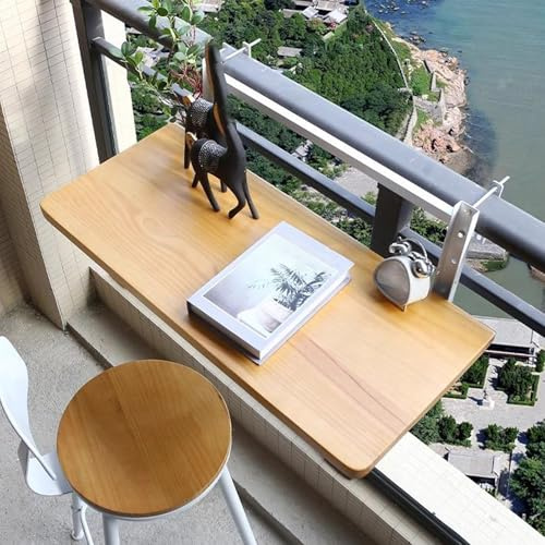 Stoolzfaid BalkonhäNgetisch,BalkongeläNder HäNgetisch,Klapptisch BalkongeläNder HöHenverstellbar,HäNgetisch FüR BalkongeläNder Holz,Multifunktional,FüR Terrasse,Garten,Balkon,GeläNder