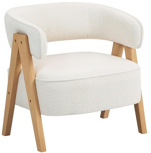 HOMCOM Butaca de Salón Tapizada en Borreguito Moderno, Blanco