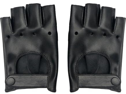 1 Paar Fingerlose Lederhandschuhe Damen,Half Finger Autofahrer Handschuhe,PU-Leder Halbfingerhandschuhe,Fingerless Gloves,Schwarz Punk Costume,Fahrhandschuhe,Pu-leder für Cosplay Outdoor,Radfahren