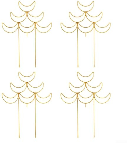 Lot de 4 treillis de plantes grimpantes empilables en fer pour plantes en pot, conçus pour une hauteur et une forme personnalisables en intérieur et en extérieur (doré)