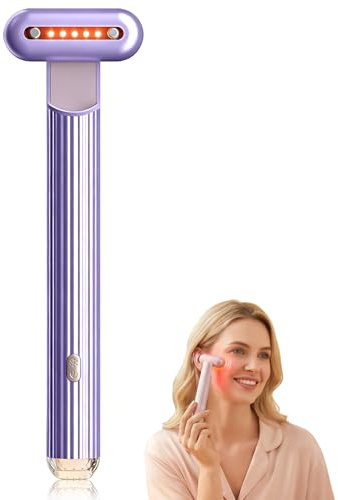 4 en 1 aparato de masaje de ojos, masajeador ocular con microcorriente EMS, fototerapia LED 7 colores, calor constante y vibración de alta frecuencia, cuidado facial antienvejecimiento recargable USB