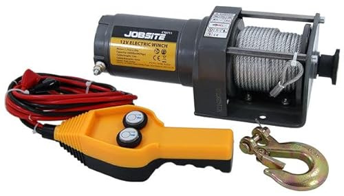 Neilsen CT0711 - 12V Electric Winch 2000lb / 907kg Capacity | 1.7kw / 2.3hp Motor | 15m Cable | 4mm Diameter | Ideal for Horizontal Winching Boats,Tree Stumps and Vehicles.