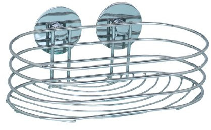 WENKO Turbo-Loc Wandablage, Wand Duschablage, Befestigen ohne Bohren, Verchromter Stahl, 23,5 x 10,5 x 13,5 cm