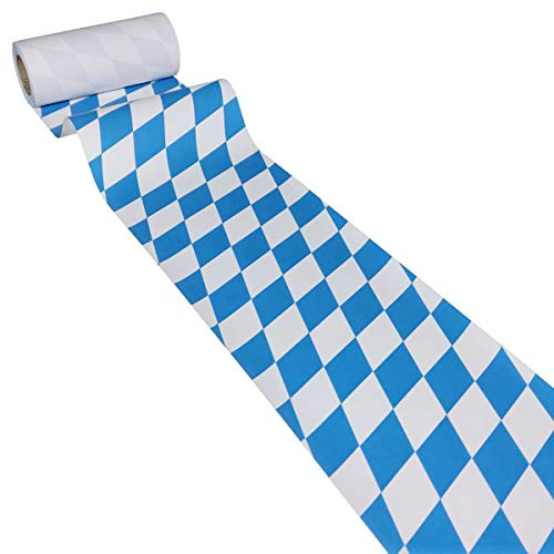 JUNOPAX Papier Tischläufer 50m x 0,20m Raute weiß-blau