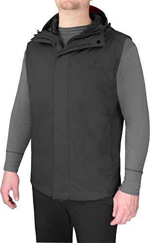normani Herren Outdoor Softshell Weste Funktionsweste mit Kapuze und Stehkragen Freizeitweste Farbe Schwarz Größe L