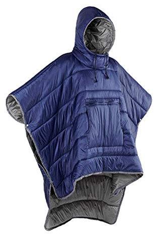 3 Jahreszeiten Anziehbarer Schlafsack, Erwachsene Multifunktions Winter Kapuzen Poncho - Warmen Outdoor-Mantel für Strandreisen, Camping, Wandern, Reisen, 200×140cm,Blue