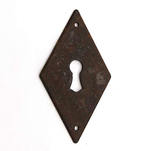 Zierschild antik, Raute Möbelschild, Schrankschild Vintage aus Gusseisen rostig, Historisch, IRR7506