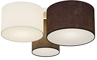Lindby Stoff Deckenlampe grau, weiß braun 3 Schirme Ø 32 28 20 cm 3x E27 max. 60W ohne Leuchtmittel Textil Deckenleuchte Wohnzimmerlampe Flur