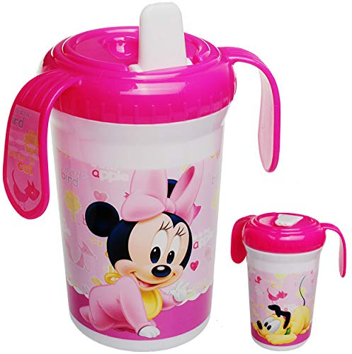 alles-meine.de GmbH Trinklernbecher/Trinklerntasse/Trinklernflasche - - Minnie Mouse - 380 ml - BPA frei - auslaufsicher - Baby Kinder - einklappbarer Trinkschnabel - Schnabe..