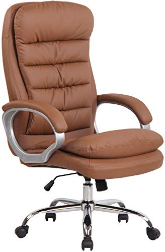 CLP Sedia Ufficio Vancouver XXL In Similpelle I Poltrona Elegante Direttore Carico Max 235 KG, Colore:marrone chiaro