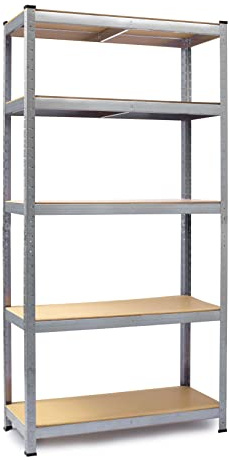 Humberg Regal Kellerregal Lagerregal Schwerlastregal mit Stahlgestell Metall Belastbar bis 875 kg 5 Ablagen 40 x 90 x 180 cm Silber