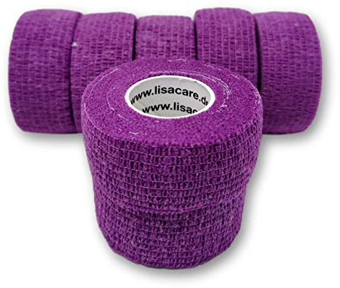 Bunter Mix 7 Stück LisaCare Pflasterverband, Fingerpflaster, Rollenpflaster, elastische Pflaster Kinderpflaster ohne Kleber und latexfrei (Lila) | elastische Pflaster Kinderpflaster ohne Kleber & latexfrei (Lila)