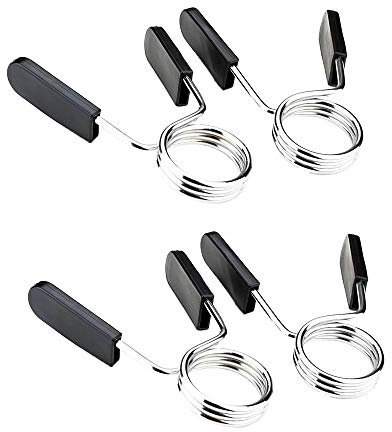 2 Pairs 1-Inch Spring Clip Collars, 25mm 4PCS Barbell Clamps Only for Locking 1 Inch Diameter Standard Smooth Solid Rod Dumbbell Bar Clip Clamps for Dumbbell Ordinary Barbell (Silver+Black)