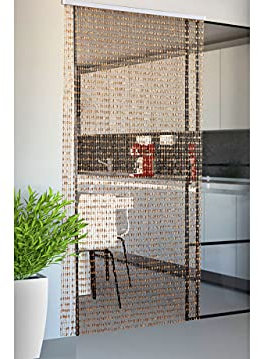Biancheriaweb Anti-Moskito-Vorhang, Lärmschutz, Kette mit Perlen, für Tür, Fenster, Haus, Beige, 140 x 230 cm, Beige
