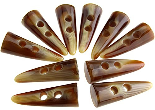 eMagTech 10 Stück 50mm Knebelknöpfe Harz Knöpfe für Jacke, Mäntel, Blazer, zum Nähen, Hellbraun