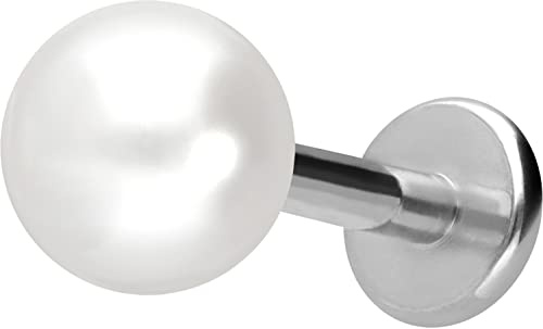 PIERCINGLINE Titan Labret mit Innengewinde SYNTHETISCHE PERLE Piercing Ohr Helix Lobe Tragus Farb & Größenauswahl
