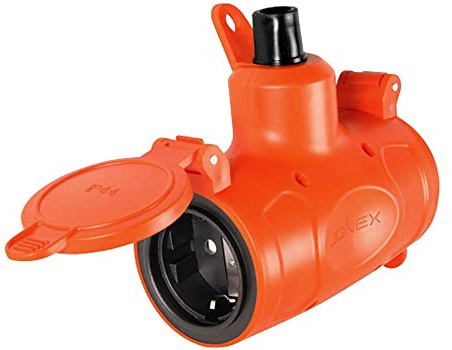 2-fach Schuko Kupplung IP44 Schuko Kupplung mit Klappdeckel wasserdicht feuchtraum aussen schukostecker IP44 Orange