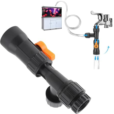 Aquarium Water Changer, Faucet Adapter for Easy Cleaning | Connects Directly to Faucet, Uses Water Pressure to Siphon Debris, No Bucket Carrying Needed, Saves Time for Tank Maintenance