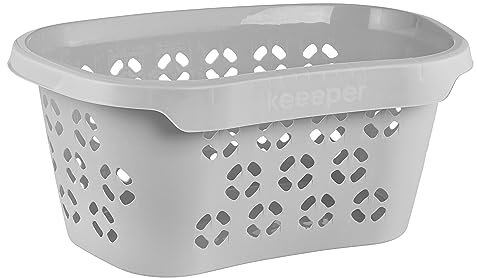 keeeper Wäschekorb mit Hüftstütze, Luftdurchlässiges Dekor, 30,5 l, Anton, Nordic Grey