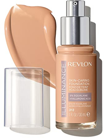 Revlon Illuminance Skin-Caring Liquid Foundation, Hyaluronic Acid, Hydrating and Nourishing Formula with Medium Coverage, 313 Light Tan, 1 fl oz