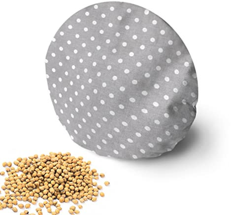 Amilian Kirschkernkissen rund: 16 cm Wärmekissen Mikrowelle Körnerkissen Kirschkernsack Kirschkern Kissen für Kinder Erwachsene ideal als Massagekissen Kältekissen Pünktchen KLEIN Grau