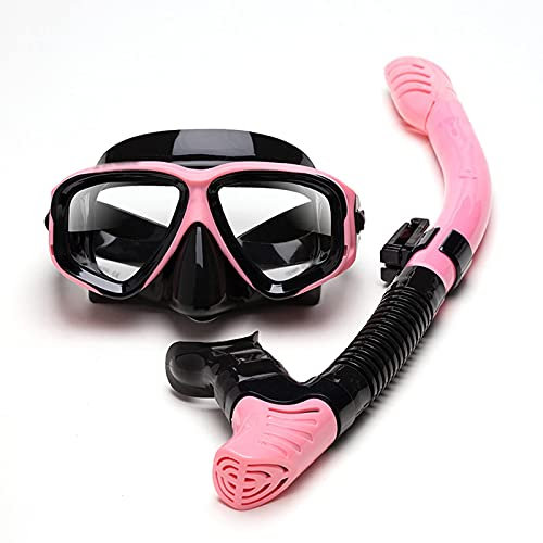 Vollgesichts-Schnorchelmaske, Schnorchelmaske Tauchmasken Schwimmmaske für Erwachsene mit Sicherheits-Atemsystem 180 ° Meerblick Einfaches Atmen, wasserdicht und beschlagfrei, Gelb (Schwarz Pink